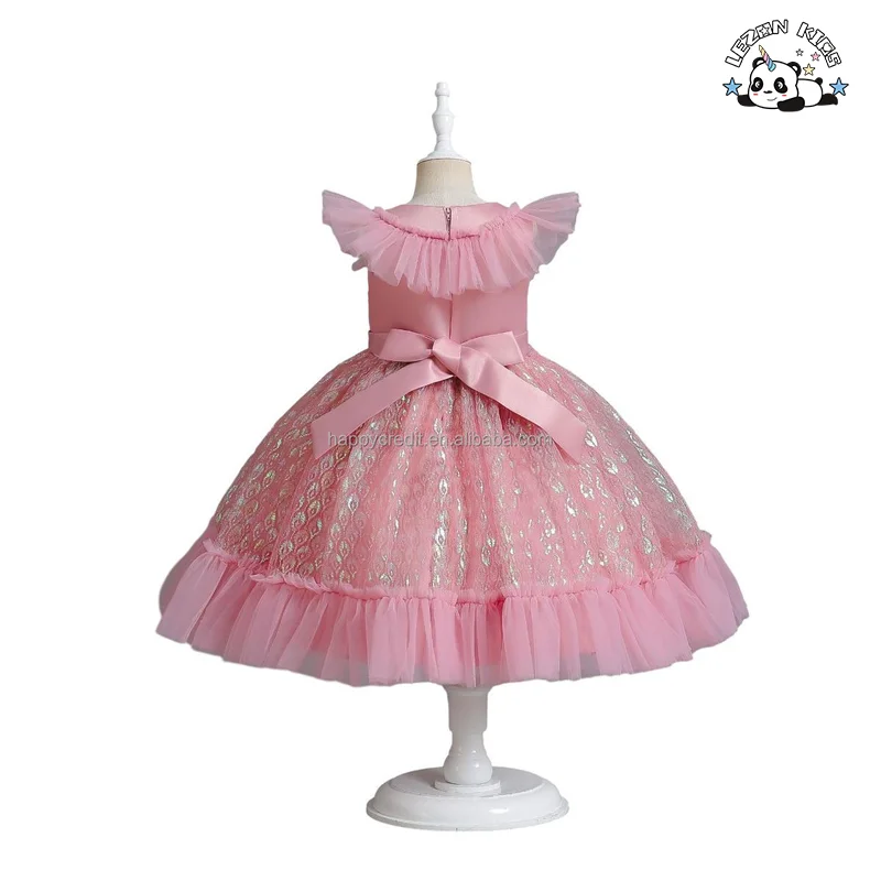 LEZONKIDS - New Fluorescent Jacquard Sequined Princess Tulle Dress Flower Girl Dresses Wedding Kids white